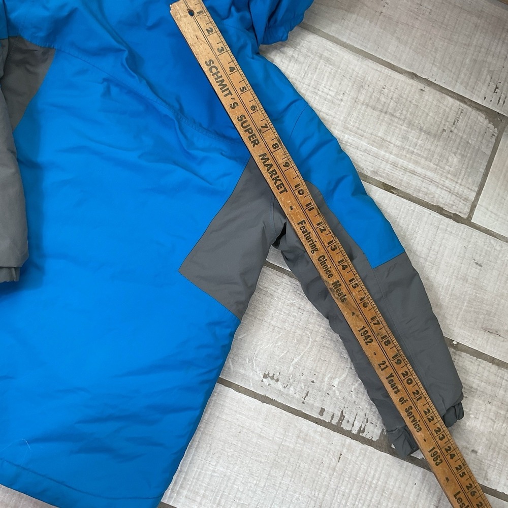 Lands' End Insulated Squall Hooded Winter Coat Jacket Kids Large Blue Gray - Picture 5 of 7